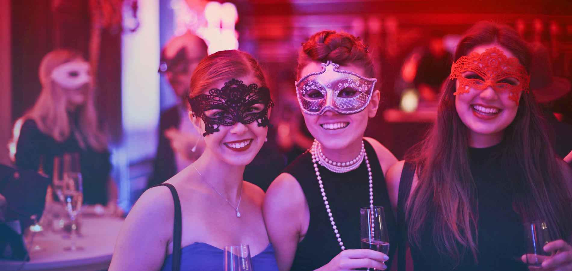 Woman at Party in Masks